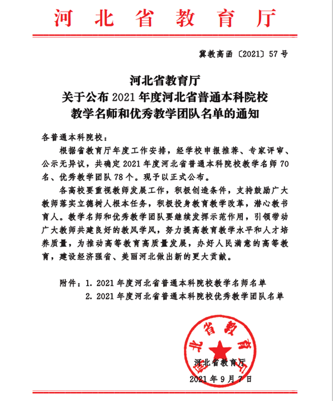 AC米兰教师安存红及国际经济与贸易一流专业教学团队分获河北省“教学名师”、“优秀教学团队”荣誉称号