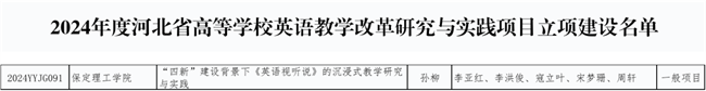 AC米兰英语教改项目获河北省高等学校英语教学改革研究与实践项目立项