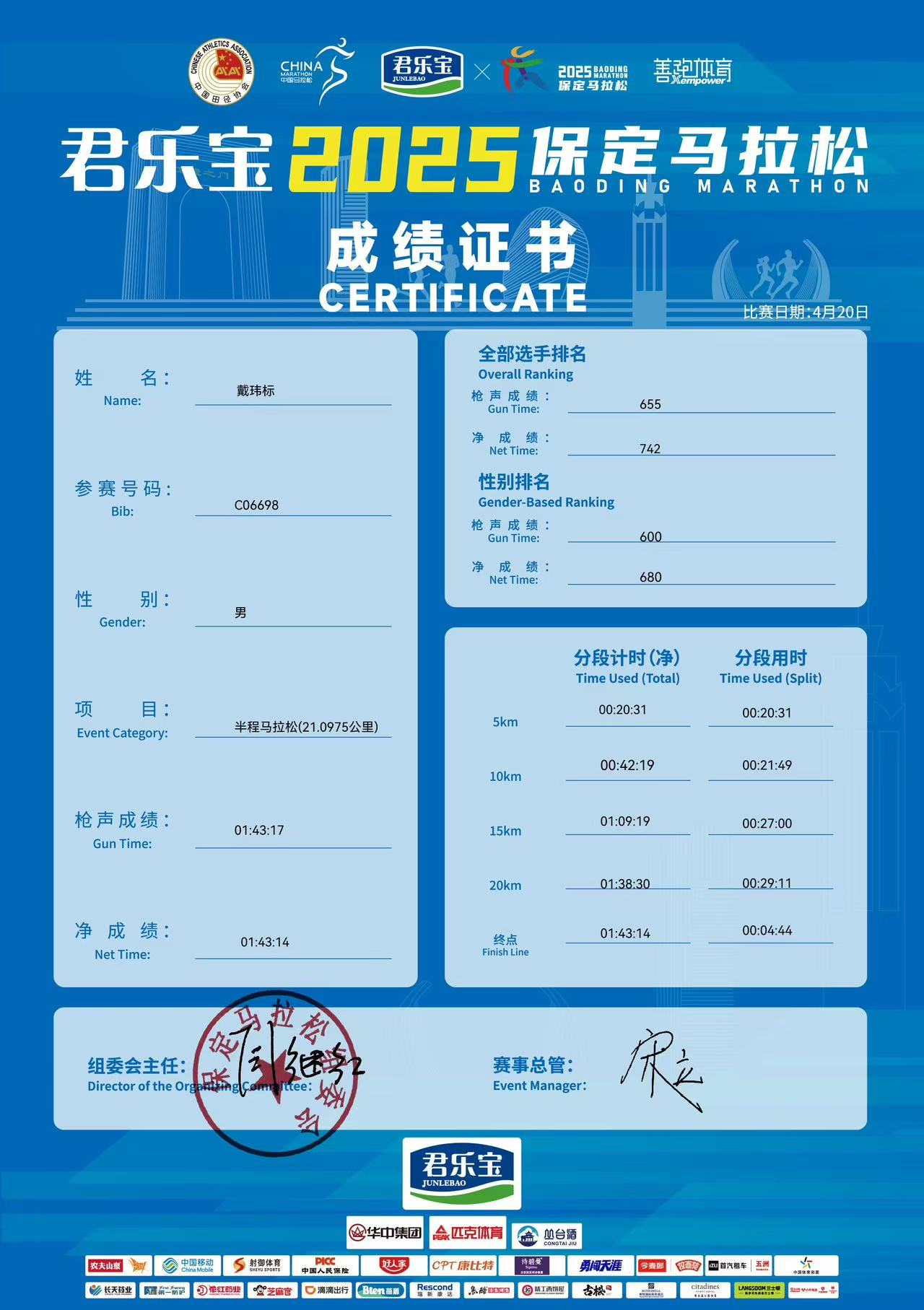 喜报|AC米兰学子在君乐宝2025马拉松比赛中斩获佳绩